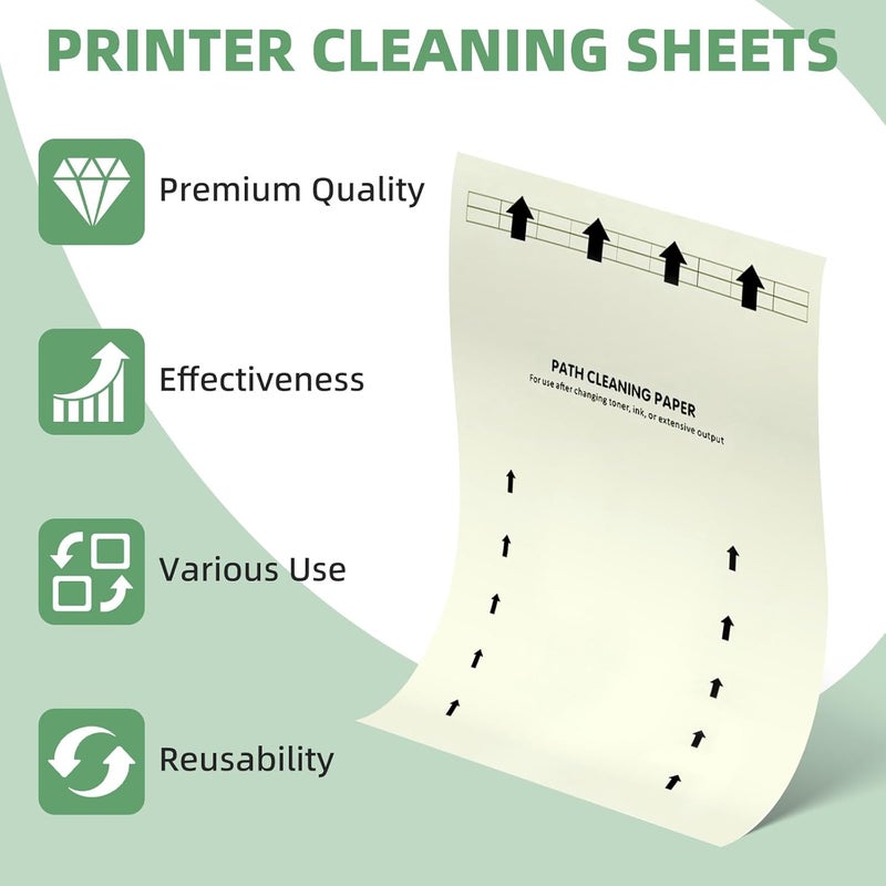 PROSOCOOL Printer Cleaning Sheets 20 PCS for Laser & Inkjet Copier Fax Roller Cleaning, 8.5 x 11 Inch Scanner Cleaning Sheets, Universal Roller Cleaning Paper, Dust & Debris Removal Roller Cleaning Paper - Image 4